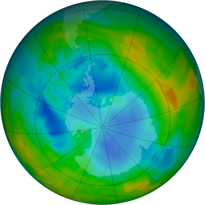 Antarctic ozone map for 11 August 2012